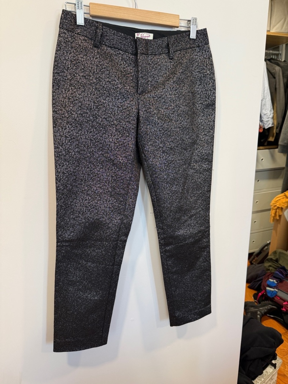 Women's Metallic Ankle Pants in Black